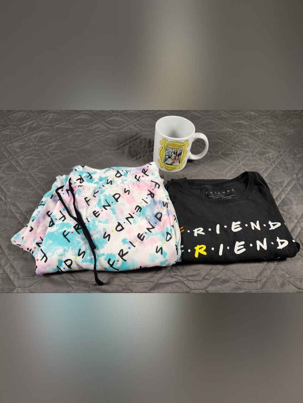 Lot of friends apparel-1 mug, tshirt Large,pastel tie-dye pj pants XL some wear